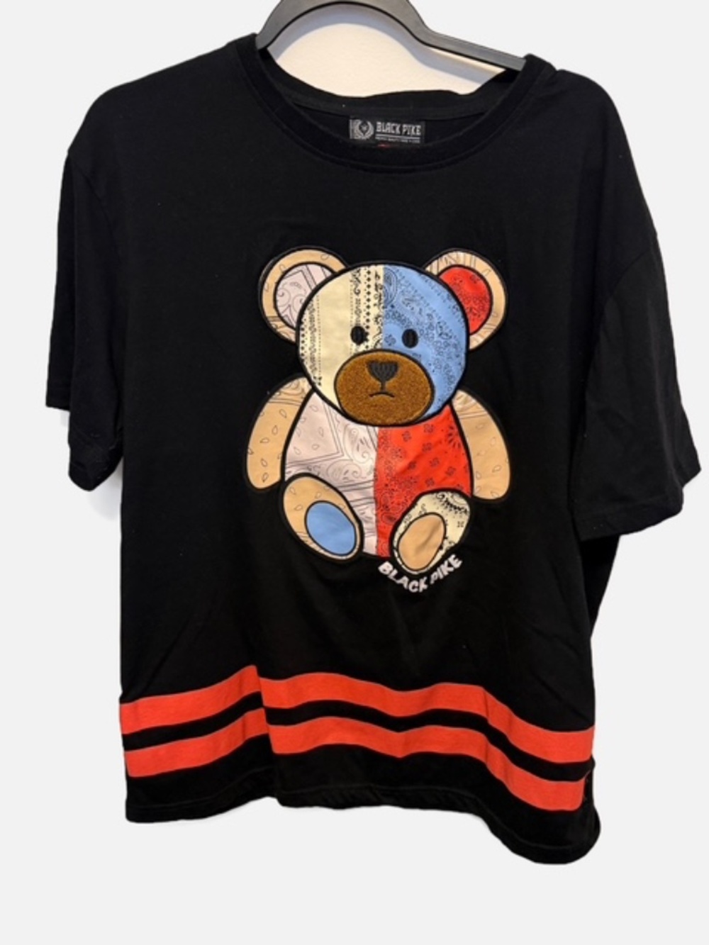Black Pike patchwork teddy bear shirt